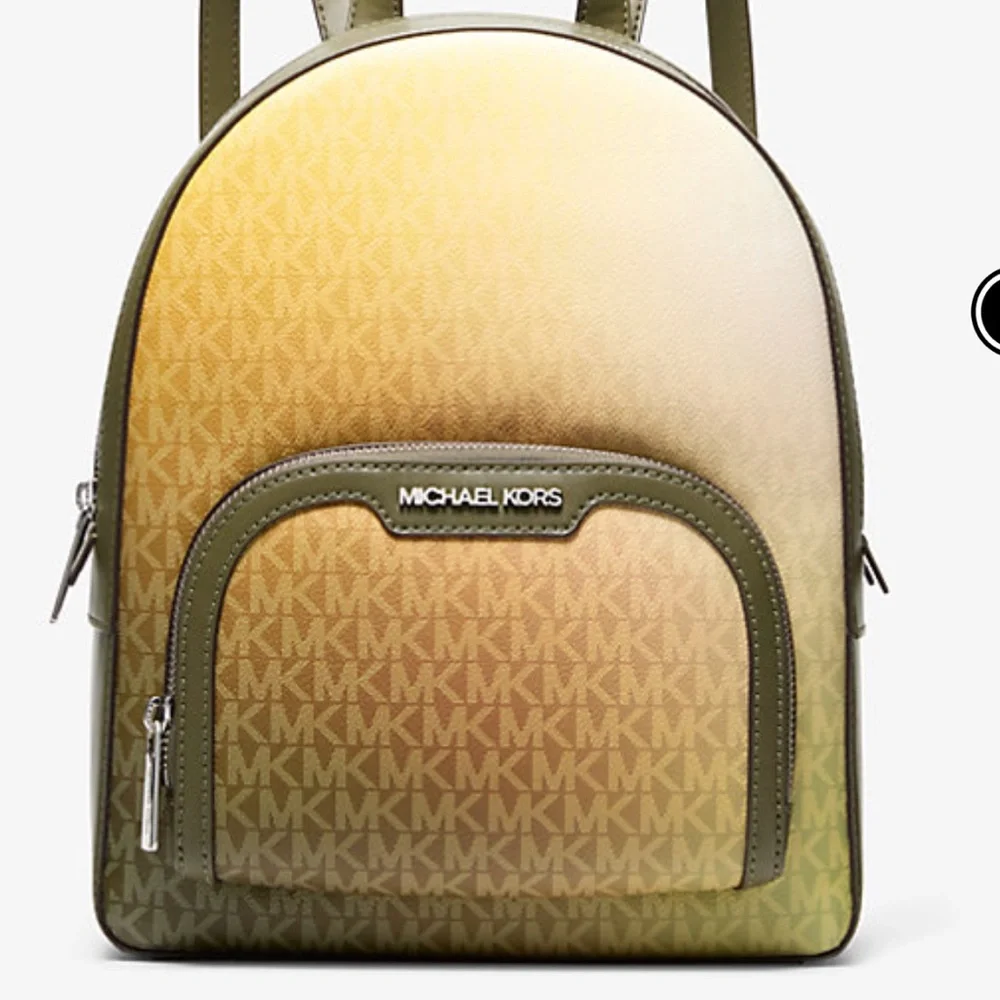 MICHAEL KORS Jaycee Medium Ombré Signature Logo Backpack Olive Combo NWT